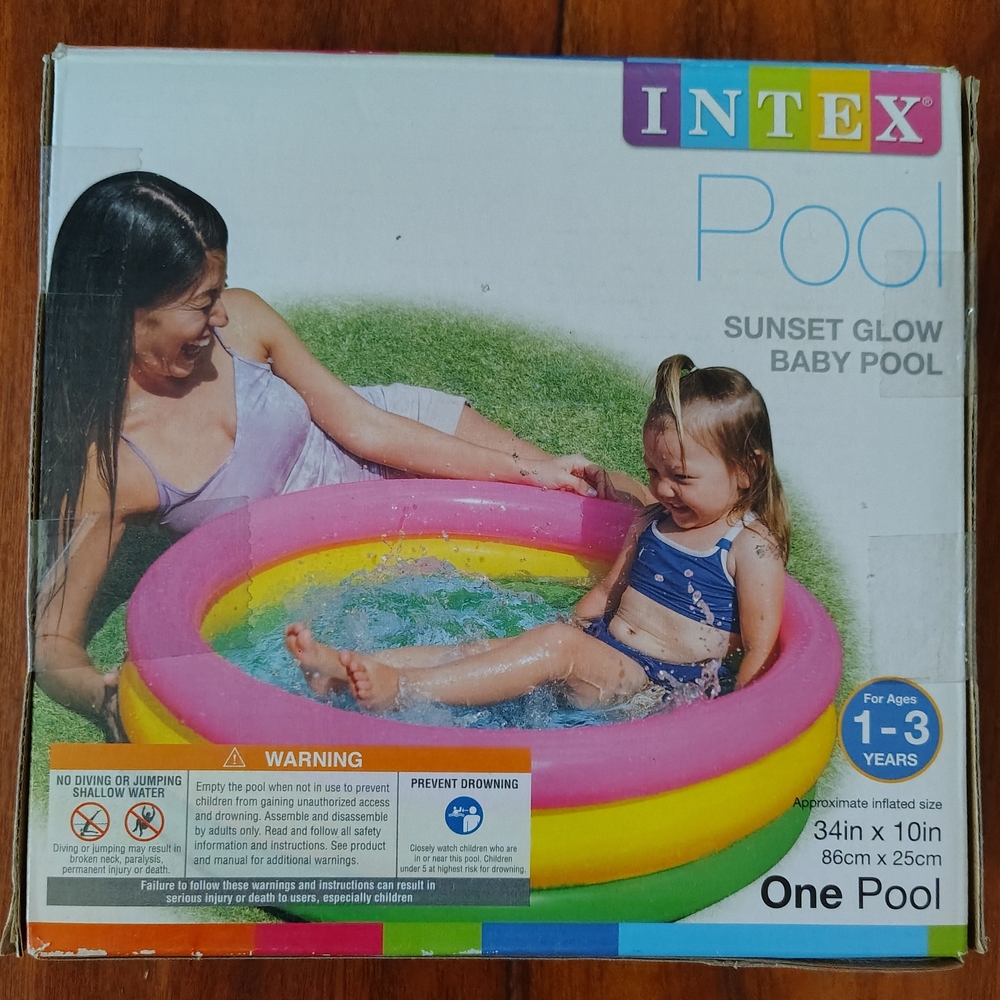 Intex Sunset Glow Inflatable Baby Pool - Pink, Yellow, Green
